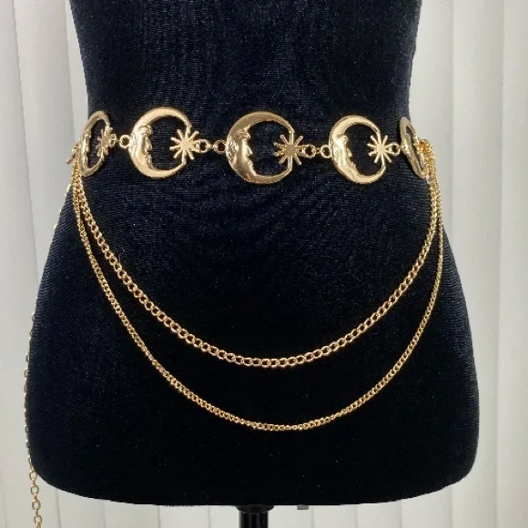 Waist Belt Moon Belt Chain Celestial Moon Sun Charm Chain Belt Hot